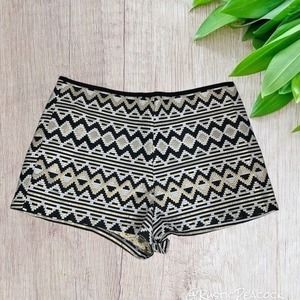 ONE CLOTHING LOS ANGELES WOMEN'S TAN & BLACK MULTIOLOR BOHO SOUTHWEST SHORTS